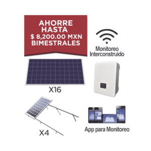 Kit solar para interconexión de 5 KW de potencia, 220 Vca con inversor cadena y paneles policristalinos.